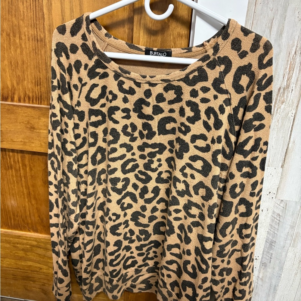 Buffalo David Bitton Tan and Black Leopard Sweatshirt